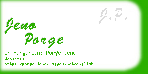 jeno porge business card
